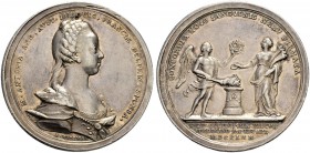 RDR / ÖSTERREICH 
 Maria Theresia, 1740-1780. 
 Silbermedaille 1770. 26.17 g. Slg. Montenuovo 2006. Slg. Julius 2531. Bohransatz und Randfehler / Sm...