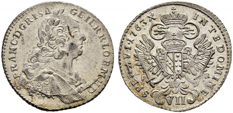 RDR / ÖSTERREICH 
 Franz I. 1745-1765. 
 7 Kreuzer 1763, Prag. 3.23 g. Dietike...