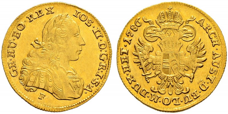 RDR / ÖSTERREICH 
 Joseph II. 1765-1790. 
 Dukat 1786, F-Hall. 3.49 g. M.T. 13...
