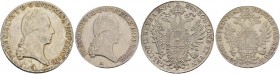 RDR / ÖSTERREICH 
 Franz II. (I.), 1792-1835. 
 Diverse Münzen. Konventionstaler 1824 C, Prag. 1/2 Konventionstaler 1815 A, Wien (bearbeitet). Sehr ...