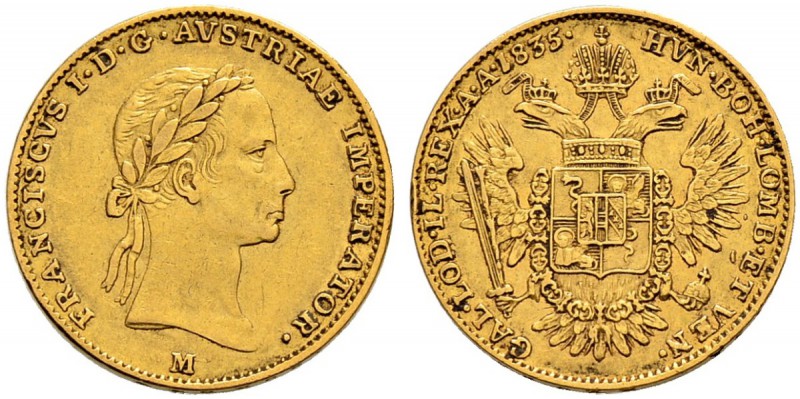 RDR / ÖSTERREICH 
 Franz II. (I.), 1792-1835. 
 1/2 Sovrano 1835, Mailand. 5.6...