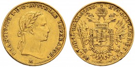 RDR / ÖSTERREICH 
 Franz II. (I.), 1792-1835. 
 1/2 Sovrano 1835, Mailand. 5.61 g. Schl. 244. Fr. 741e. Gutes sehr schön / Good very fine.