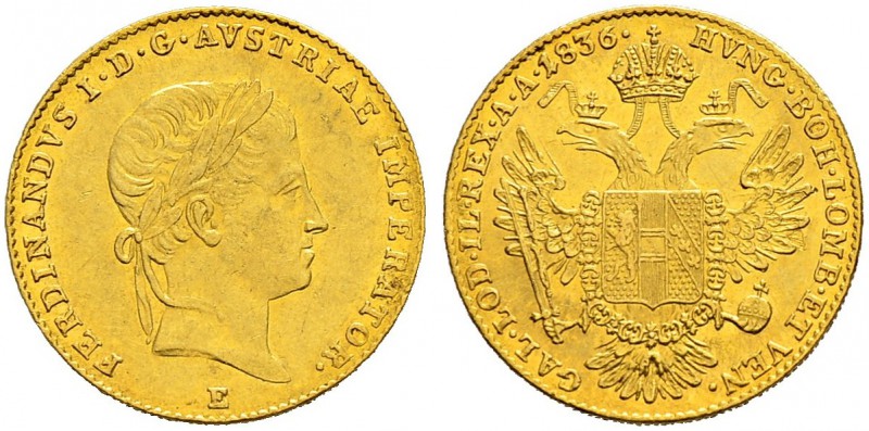 RDR / ÖSTERREICH 
 Ferdinand I. 1835-1848. 
 Dukat 1836, E Karlsburg. 3.50 g. ...