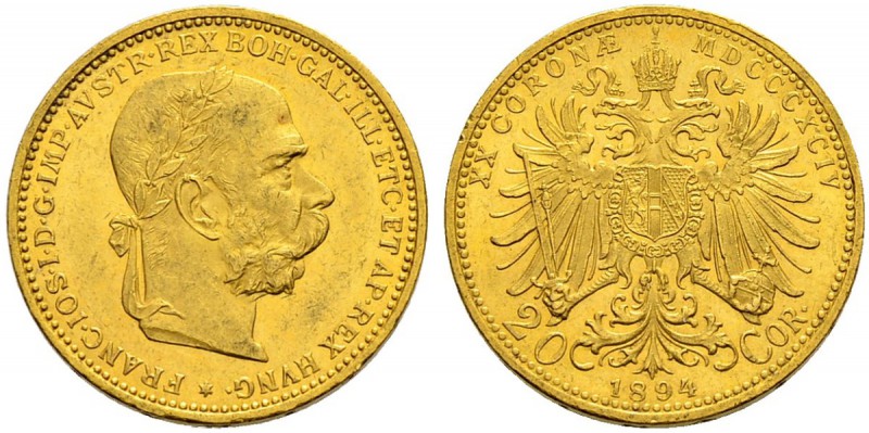RDR / ÖSTERREICH 
 Franz Joseph I. 1848-1916. 
 20 Kronen 1864, Wien. 6.77 g. ...