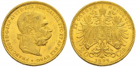 RDR / ÖSTERREICH 
 Franz Joseph I. 1848-1916. 
 20 Kronen 1864, Wien. 6.77 g. Schl. 628. Fr. 504. Von polierten Stempeln /From polished dies. Leicht...