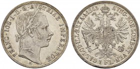 RDR / ÖSTERREICH 
 Franz Joseph I. 1848-1916. 
 Gulden 1865, A Wien. 12.31 g. Frühwald 1476. Vorzüglich / Extremely fine.
