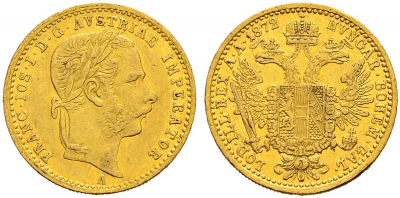 RDR / ÖSTERREICH 
 Franz Joseph I. 1848-1916. 
 Dukat 1872, A Wien. 3.48 g. Sc...