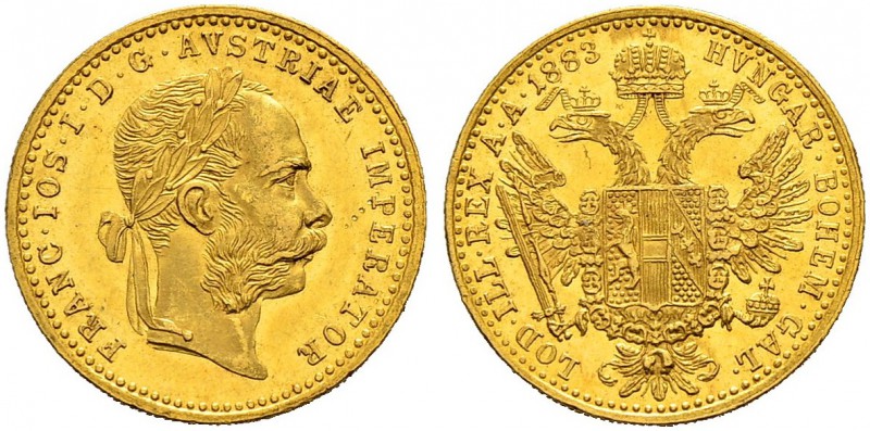 RDR / ÖSTERREICH 
 Franz Joseph I. 1848-1916. 
 Dukat 1883, Wien. 3.49 g. Schl...