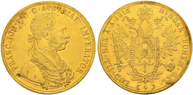 RDR / ÖSTERREICH 
 Franz Joseph I. 1848-1916. 
 4 Dukaten 1915. Mit jugoslawis...