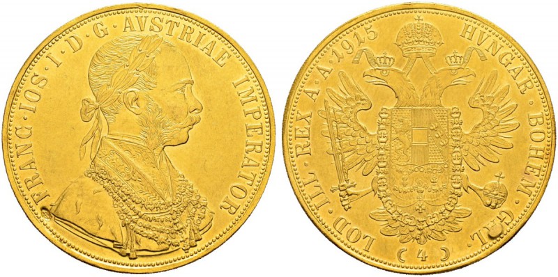 RDR / ÖSTERREICH 
 Franz Joseph I. 1848-1916. 
 4 Dukaten 1915. Mit jugoslawis...