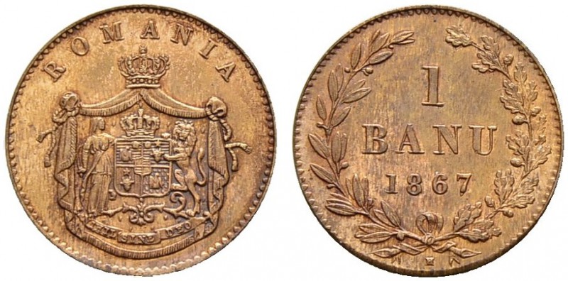 RUMÄNIEN 
 Probe 
 1 Ban 1867, Heaton, Birmingham. 0.99 g. Schäffer/Stambuliu ...