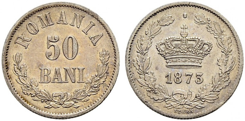 RUMÄNIEN 
 Probe 
 50 Bani 1873, Brüssel. 2.47 g. Schäffer/Stambuliu 8. Kleine...