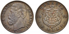 RUMÄNIEN 
 Variante mit dem Durchmesser 19,5 mm 
 2 Bani 1879, Bukarest. . 2.06 g. Schäffer/Stambuliu 16 b. Selten / Rare. Sehr schön-vorzüglich / V...