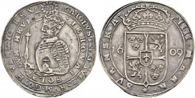 SCHWEDEN 
 Karl IX. 1604-1611. 
 4 Mark 1609, Stockholm. 19.39 g. SM 39. Sehr schön-vorzüglich / Very fine-extremely fine.