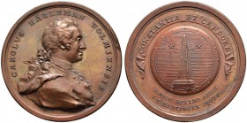SCHWEDEN 
 Friedrich I. 1720-1751. 
 Bronzemedaille o. J. (1737). Auf Carl Harleman. Stempel von J. C. Hedlinger. Brustbild Harlemans nach rechts. R...