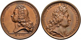 SPANIEN 
 Königreich 
 Felipe V. 1700-1746. 
 Bronzemedaille 1700. Auf seine Einsetzung als spanischer König durch Ludwig XIV. Stempel von T. Berna...