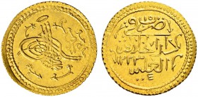 TÜRKEI 
 Mahmud II. 1808-1839. 
 1 Sürre Altin 1821. 1.65 g. Schl. 213. Gutes vorzüglich / Good extremely fine.