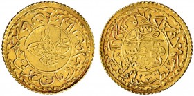 TÜRKEI 
 Mahmud II. 1808-1839. 
 1 Adli Altin 1823. 1.61 g. Schl. 151. Fast vorzüglich-vorzüglich / Almost extremely fine-extremely fine.