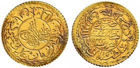 TÜRKEI 
 Mahmud II. 1808-1839. 
 1 neuer Adli Altin 1826. 1.60 g. Schl. 225. Sehr schön-vorzüglich / Very fine-extremely fine.