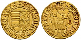 UNGARN 
 Wladislaus V. 1453-1457. 
 Goldgulden o. J. (1457), Hermannstadt. 3.49 g. Pohl H 3-6. Huszar 637. Fr. 16. Vorzüglich / Extremely fine.