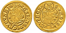 UNGARN 
 Matthias Corvinus, 1458-1490. 
 Goldgulden o. J., Nagybanya. 3.51 g. Pohl K15-4. Huszar 680. Fr. 22. Gutes vorzüglich / Good extremely fine...