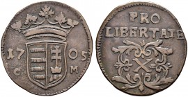 UNGARN 
 Malkontenten, 1703-1711. 
 10 Poltura (Kupfer) 1705, Kaschau. 7.12 g. Huszar 140. Gutes sehr schön / Good very fine.