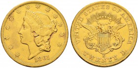 USA 
 20 Dollars 1861, S San Francisco. 33.34 g. Fr. 172. Sehr schön / Very fine.