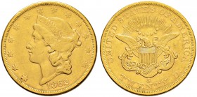 USA 
 20 Dollars 1862, S San Francisco. 33.36 g. Fr. 172. Sehr schön / Very fine.