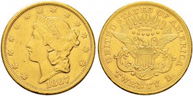 USA 
 20 Dollars 1867, S San Francisco. 33.38 g. Fr. 175. Sehr schön / Very fine.