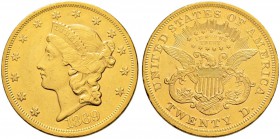 USA 
 20 Dollars 1869, Philadelphia. 33.40 g. Fr. 174. Gutes sehr schön / Good very fine.