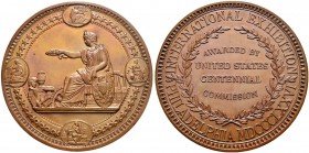 USA 
 Bronzemedaille 1876. Preismedaille der Internationalen Ausstellung in Philadelphia. Medailleur: Henry Mitchell. 372.12 g. Julian/Harris AM-10. ...