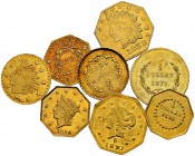 USA 
 Territorial Gold 
 Lot 1/2 & 1/4 Dollar 1853, 1854, 1856, 1871 & 1873. Rund & octagonal. Selten / Rare. Überdurchschnittliche Erhaltung / Bett...