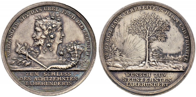MEDAILLEN UND GEMISCHTE LOTS 
 Silbermedaille o. J. (um 1800). Zur Jahrhundertw...