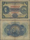 Angola: 20 Escudos 1921, P.59, small border tears, tiny hole at center. Condition: F. Very Rare!
 [taxed under margin system]