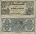 Argentina: El Banco de La Provincia de Buenos Aires 5 Pesos 1891, P.S575a, lightly toned paper and some folds. Condition: F+
 [taxed under margin sys...