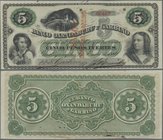 Argentina: Banco Oxandaburu y Garbino 5 Pesos Fuertes 1869 with red overprint ”BANCO DOMINGO GARBINO”, P.S1803, very rare banknote in excellent condit...