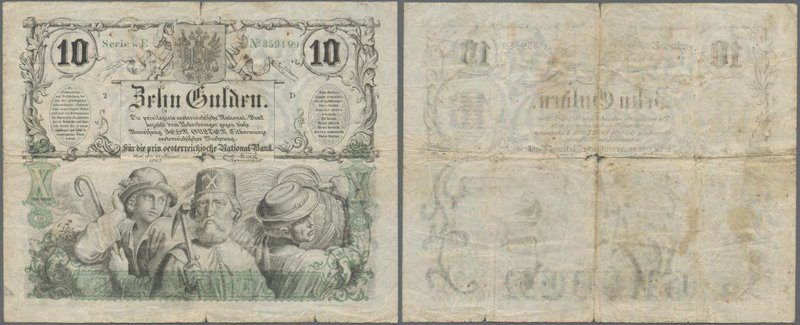 Austria: Privilegirte Oesterreichische National-Bank 10 Gulden 1863, P.A89, tiny...