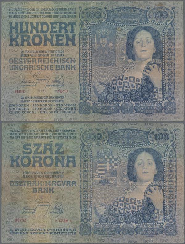 Austria: 100 Kronen 1910, P.11, highly rare and in still good condition, small s...