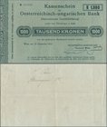 Austria: 1000 Kronen 1918 P. 37, highly rare issue, stronger center fold, light horizontal fold, light creases in paper, no holes or tears, small writ...