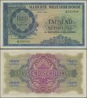 Austria: 1000 Schilling 1944 Allied Occupation WW II, P.111, almost perfect condition with a few minor creases and tiny dint at upper right corner. Co...
