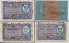 Austria: Donaustaat set with 3 notes with Lottery overprint on 50 Schilling 1923 P. S153b, after WWI the state ”Donaustaat” was planned in central Eur...