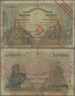 Azores: Banco de Portugal 10 Mil Reis 1910 with overprint ”AZORES”, P.12, highly rare note with large stains, rusty spots, tiny border tears and tears...
