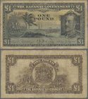 Bahamas: 1 Pound L.1919, P.7, small border tears at left, toned paper and several tiny pinholes. Condition: F/F-
 [taxed under margin system]