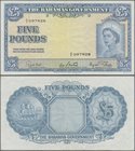 Bahamas: 5 Pounds L.1936, P.16d, great original shape with strong paper and bright colors, some soft folds and minor spots. Condition: VF
 [taxed und...