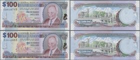 Barbados: Pair of the 100 Dollars 2007, one with signature Williams and one with signature Worrell, P.71a,b, both in perfect UNC condition. (2 pcs.)
...