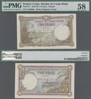 Belgian Congo: Banque du Congo Belge 5 Francs 1924, place of issue: MATADI, P.8c, highly rare and seldom offered banknote in great condition, just a f...