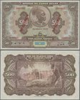 Belgian Congo: Banque du Congo Belge 500 Francs Emission 1943 SPECIMEN, P.18Abs, extraordinary rare banknote, almost perfect condition, just a few tin...