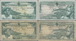 Belgian Congo: Pair with 20 Francs December 1st 1957 P.31 (F) and 20 Francs August 1st 1957 P.31 (VF+). (2 pcs.)
 [taxed under margin system]