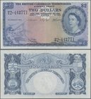 British Caribbean Territories: 2 Dollars January 2nd 1962, P.8c, still nice with fresh colors, obviously pressed with small taped tear at lower margin...