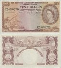 British Caribbean Territories: 10 Dollars January 2nd 1964, P.10c, key note of this series in great condition with stronger center folds and a few min...